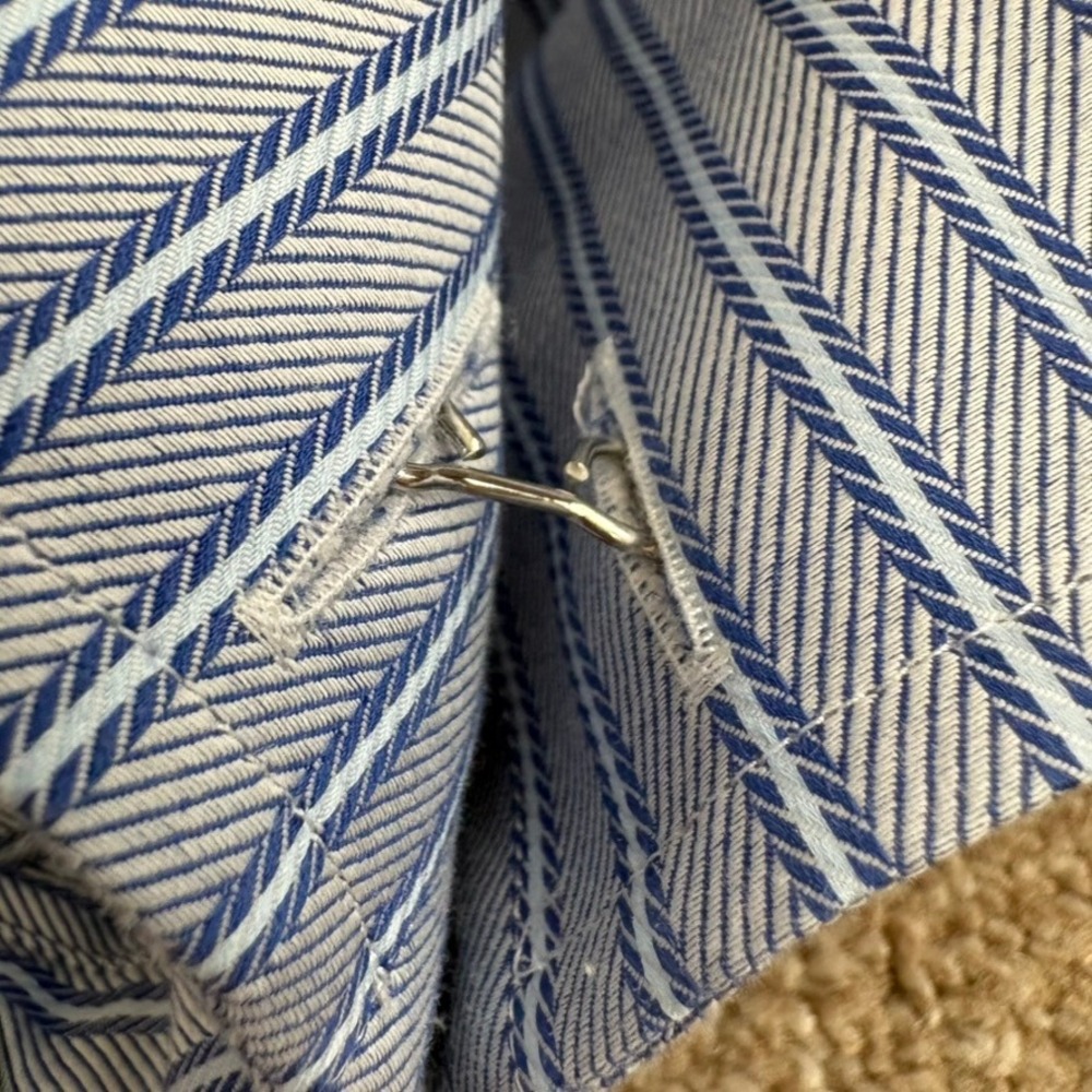 Ted Baker Archive Dress Shirt Men 16 Blue Stripe French Cuff Excellent Condition - Picture 14 of 16